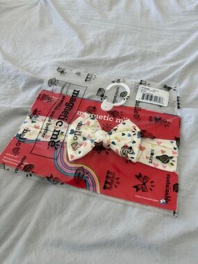 Magnetic Me Cream Headband with Multicolor Heart Print Bow